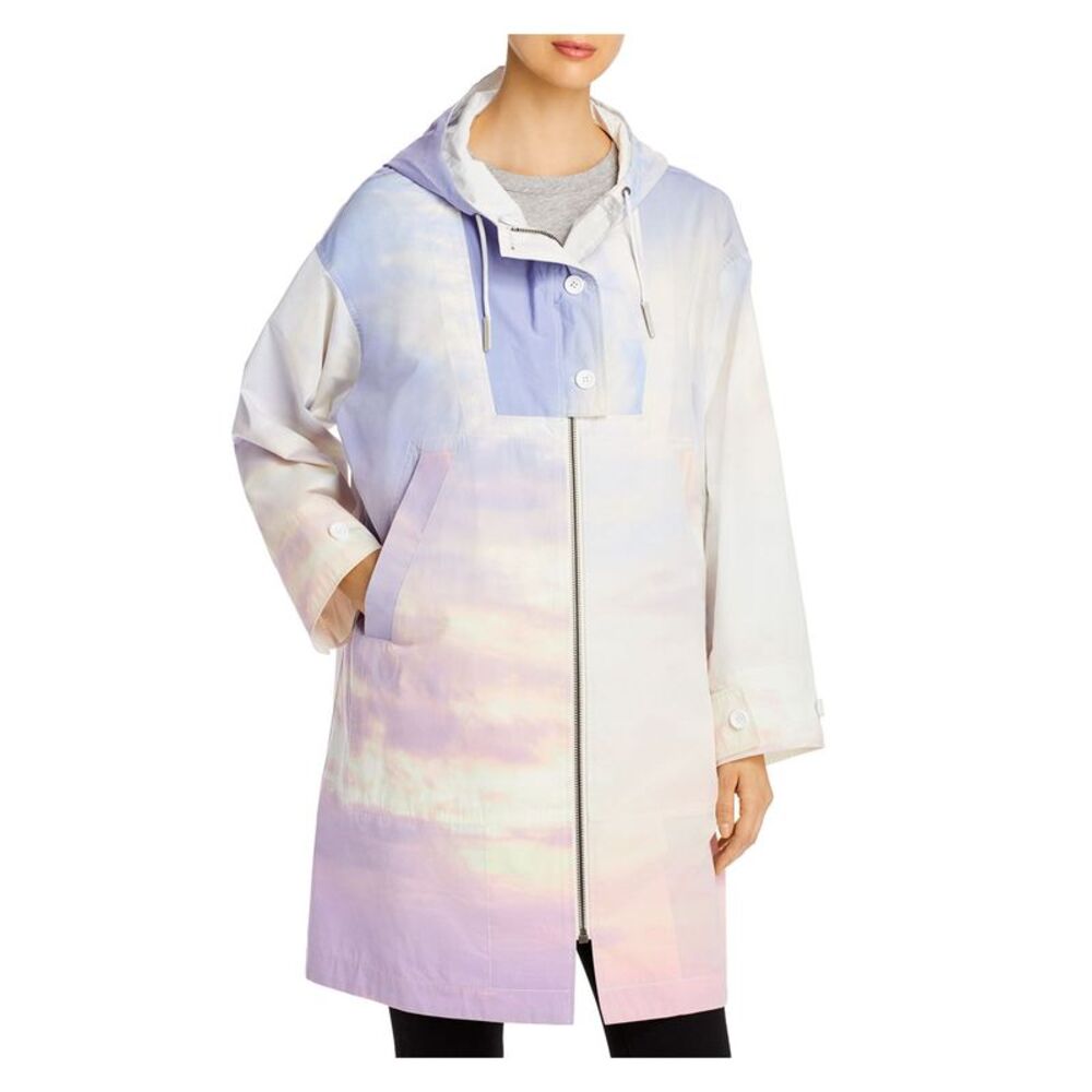 NWT YS ARMY Womens White Hooded Color Block Zip Up Winter Jacket Coat 36